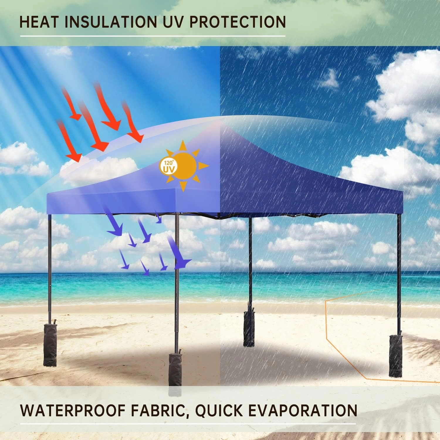 10x10 Pop Up Canopy, Commercial Instant Shelter Tent, Portable Folding Ez up Canopy with 4 Sand Bags, Heavy Duty Waterproof Patio Event Tent for Outdoor Wedding, Camping, Beach