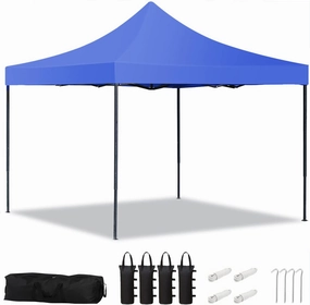 10x10 Pop Up Canopy, Commercial Instant Shelter Tent, Portable Folding Ez up Canopy with 4 Sand Bags, Heavy Duty Waterproof Patio Event Tent for Outdoor Wedding, Camping, Beach