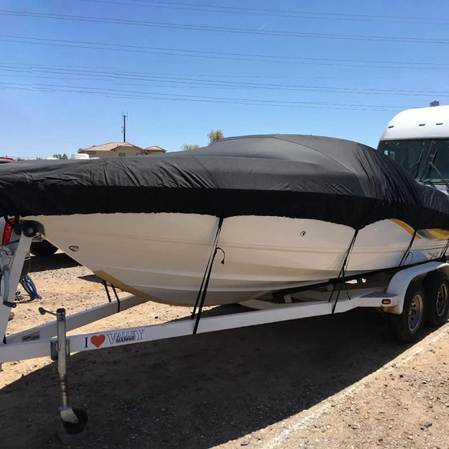 11-27ft Heavy-Duty Center Console Boat Cover Trailerable Boat Cover 420D Waterproof Boat Cover UV Resistant Marine Grade Outboard Cover Compatible for V-Hull Tri-Hull Bass Boat,25to27ft