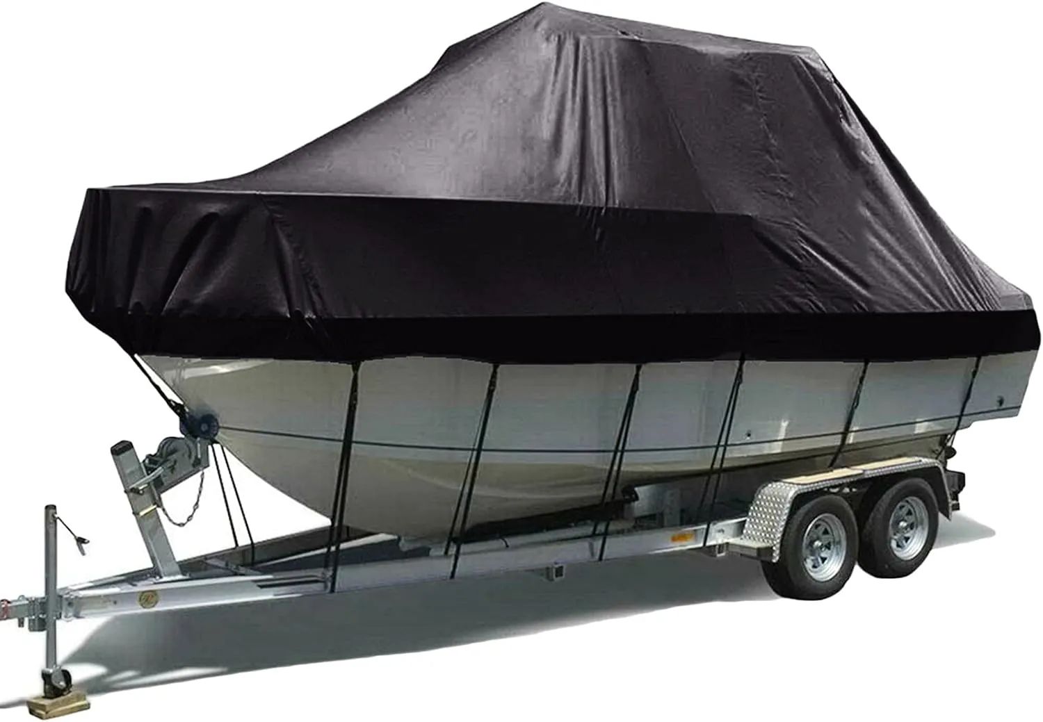 11-27ft Heavy-Duty Center Console Boat Cover Trailerable Boat Cover 420D Waterproof Boat Cover UV Resistant Marine Grade Outboard Cover Compatible for V-Hull Tri-Hull Bass Boat,25to27ft