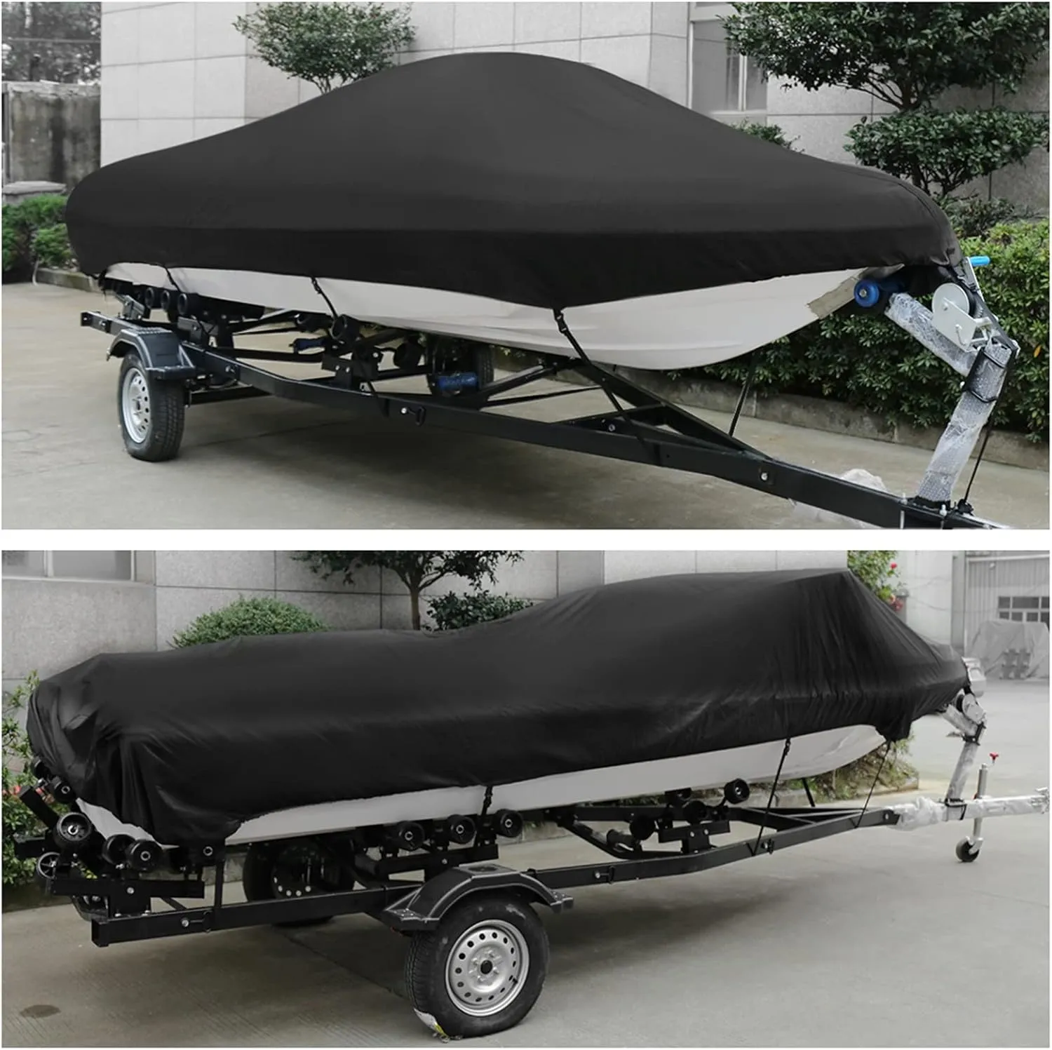 11-27ft Heavy-Duty Center Console Boat Cover Trailerable Boat Cover 420D Waterproof Boat Cover UV Resistant Marine Grade Outboard Cover Compatible for V-Hull Tri-Hull Bass Boat,25to27ft