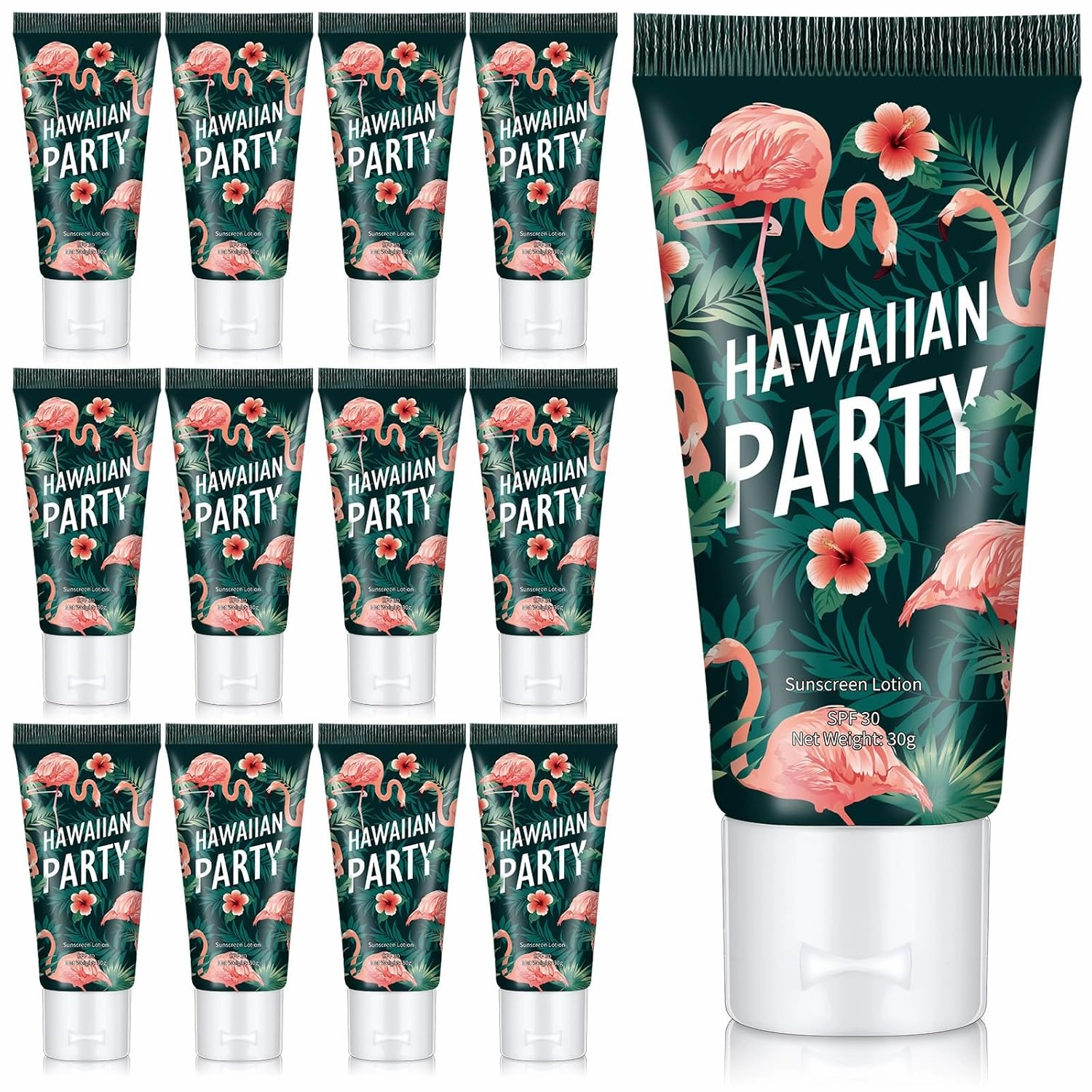 12 Pcs Mini Sunscreen Bulk for Summer Travel Size SPF 30 Water Resistant Sunscreen Lotion Bulk for Thank You Gifts Wedding Bridal Shower Favors for Wedding Party(White Cream,Flamingo)