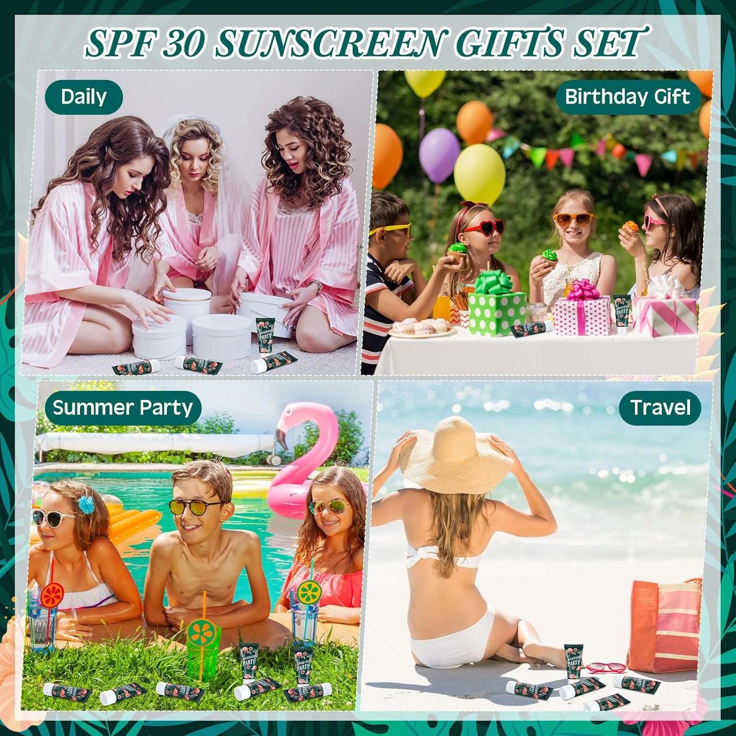 12 Pcs Mini Sunscreen Bulk for Summer Travel Size SPF 30 Water Resistant Sunscreen Lotion Bulk for Thank You Gifts Wedding Bridal Shower Favors for Wedding Party(White Cream,Flamingo)
