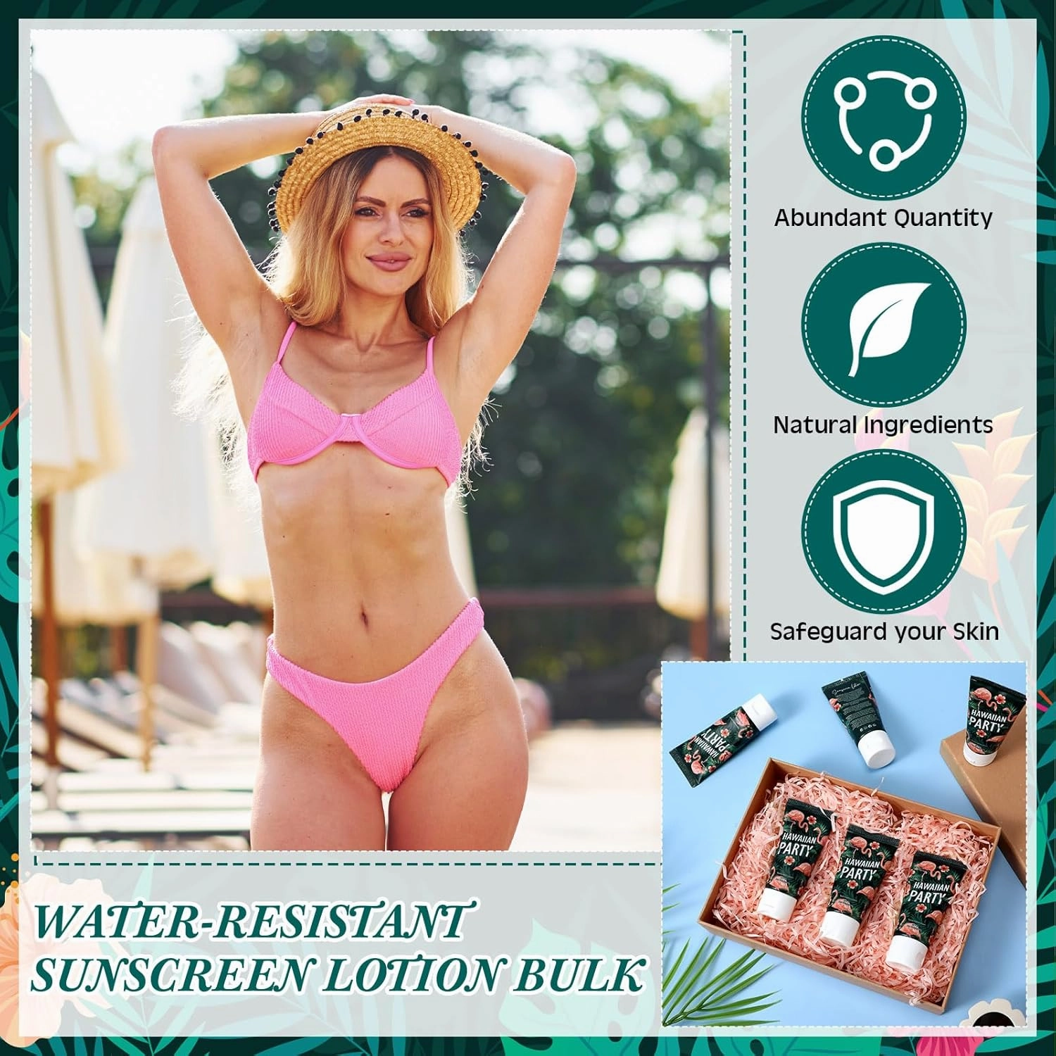 12 Pcs Mini Sunscreen Bulk for Summer Travel Size SPF 30 Water Resistant Sunscreen Lotion Bulk for Thank You Gifts Wedding Bridal Shower Favors for Wedding Party(White Cream,Flamingo)