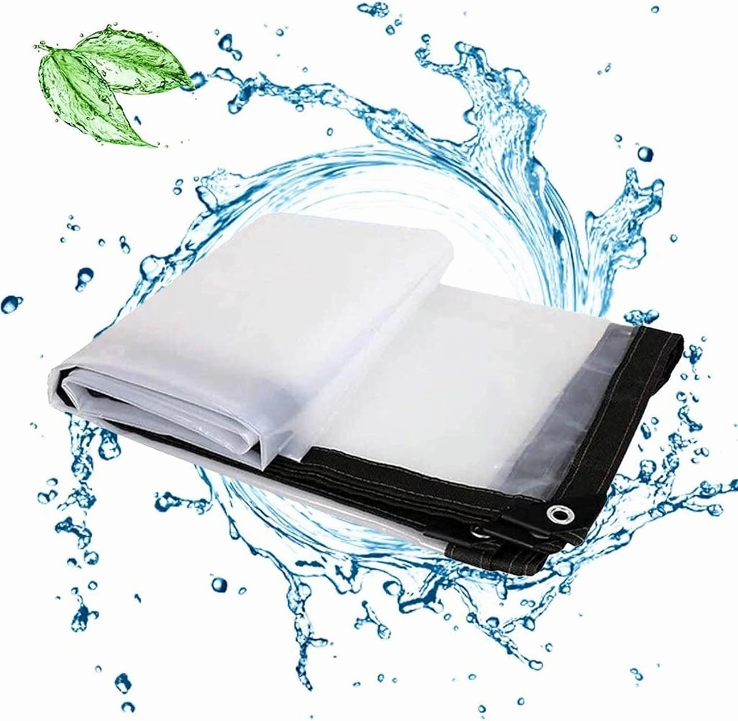 130g/m² Clear Waterproof Cover Tarp Tarpaulin Sheet, Heavy Duty Multi-Purpose with Rust Proof Eyelets Anti-Aging Insulation PE Transparent for Garden Furniture Cars(1mx3m/3.3'x9.9')