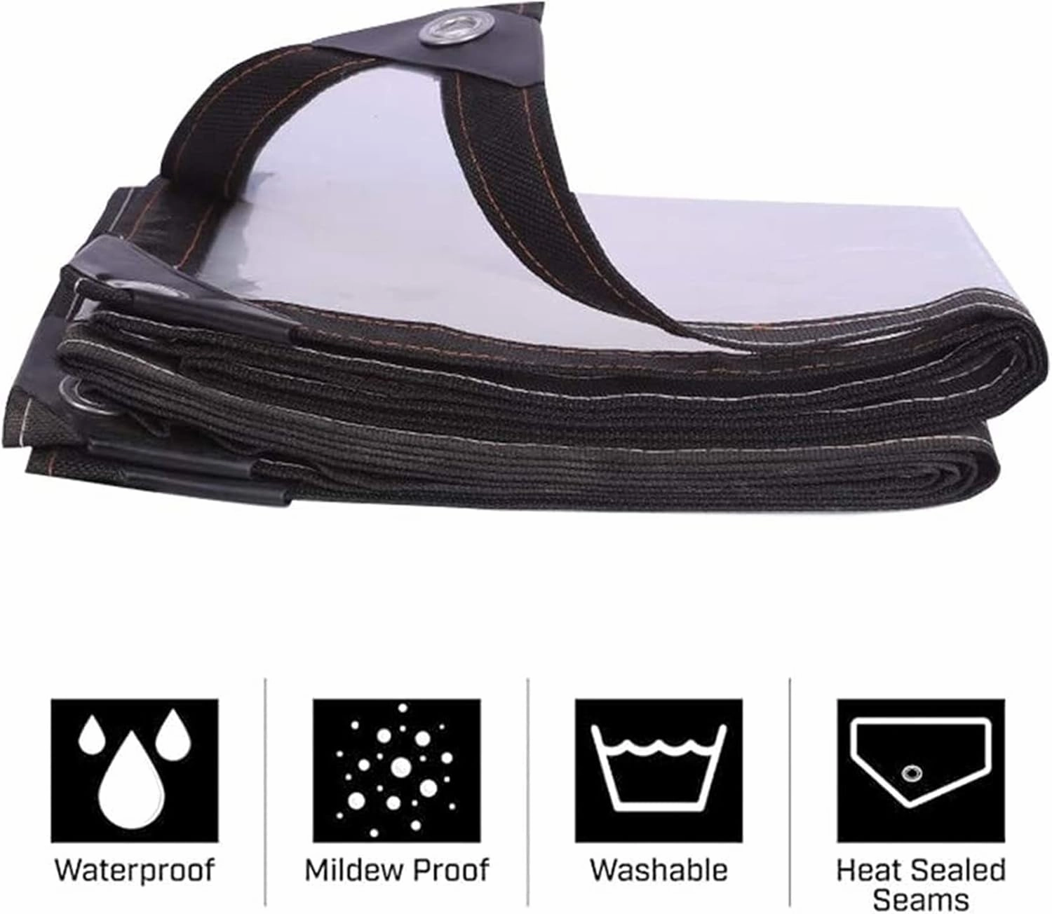 130g/m² Clear Waterproof Cover Tarp Tarpaulin Sheet, Heavy Duty Multi-Purpose with Rust Proof Eyelets Anti-Aging Insulation PE Transparent for Garden Furniture Cars(1mx3m/3.3'x9.9')
