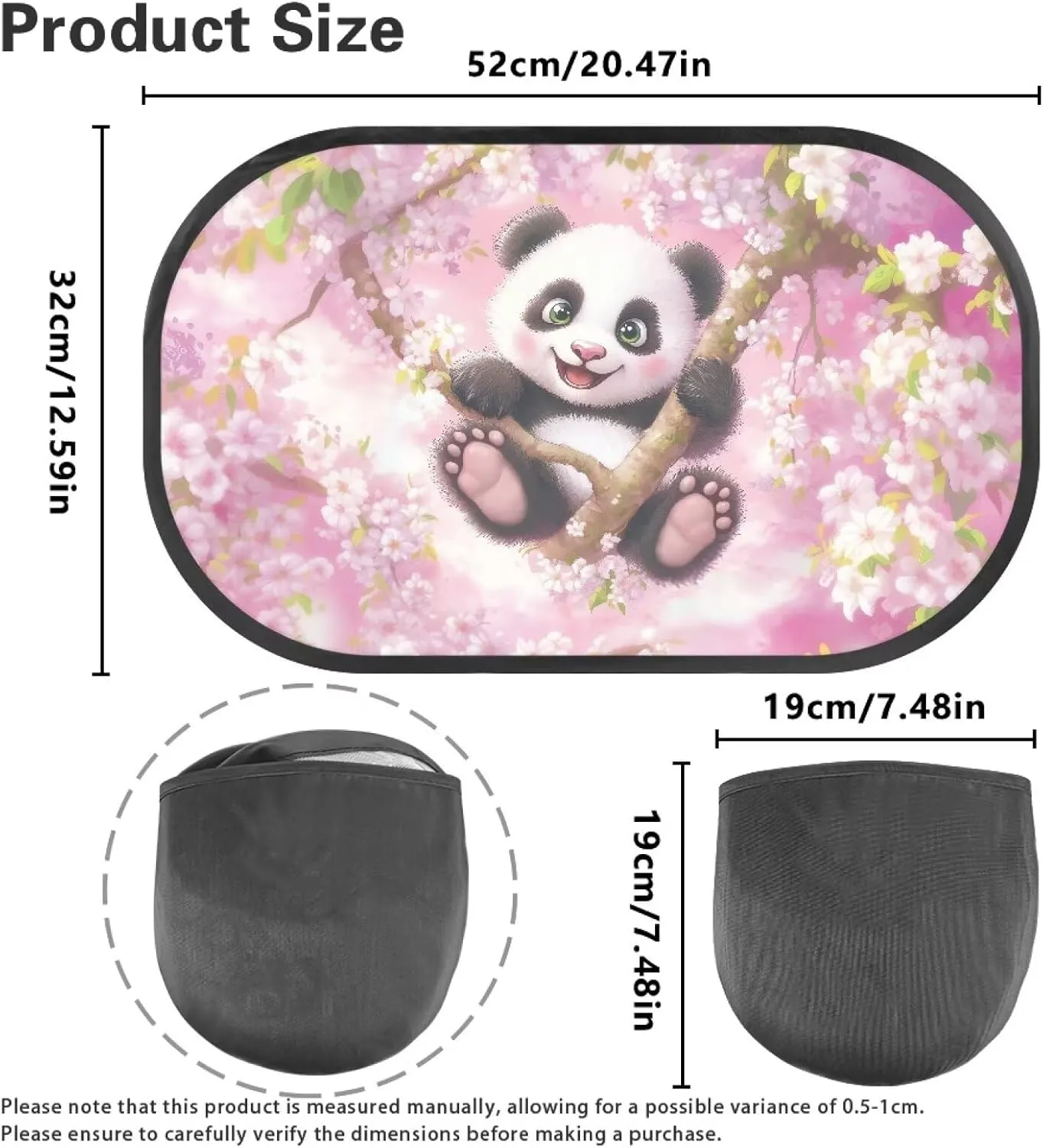 2 Pack Panda Car Window Shades,Strong-Light Blocking & UV Protection Privacy Shades,Universal Car Window Screen for Baby,Easy to Store