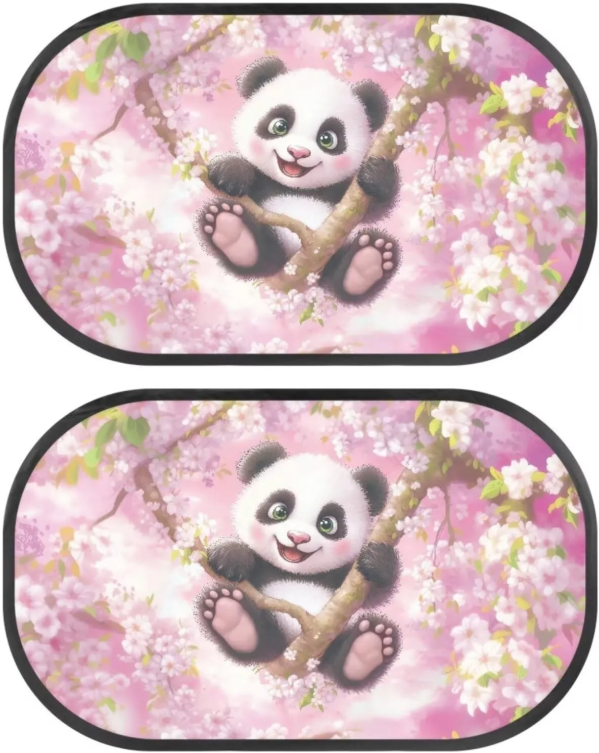 2 Pack Panda Car Window Shades,Strong-Light Blocking & UV Protection Privacy Shades,Universal Car Window Screen for Baby,Easy to Store