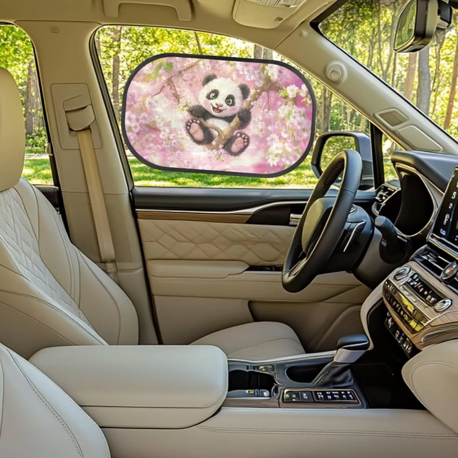 2 Pack Panda Car Window Shades,Strong-Light Blocking & UV Protection Privacy Shades,Universal Car Window Screen for Baby,Easy to Store