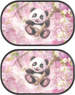 2 Pack Panda Car Window Shades,Strong-Light Blocking & UV Protection Privacy Shades,Universal Car Window Screen for Baby,Easy to Store