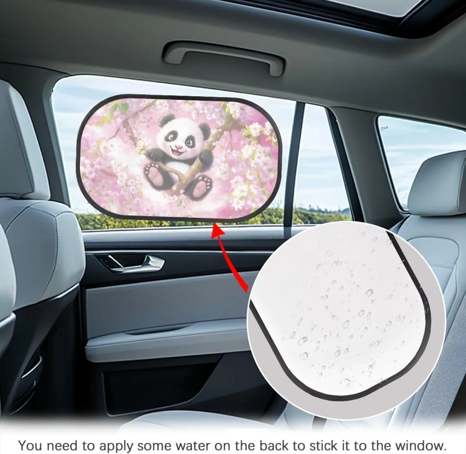 2 Pack Panda Car Window Shades,Strong-Light Blocking & UV Protection Privacy Shades,Universal Car Window Screen for Baby,Easy to Store