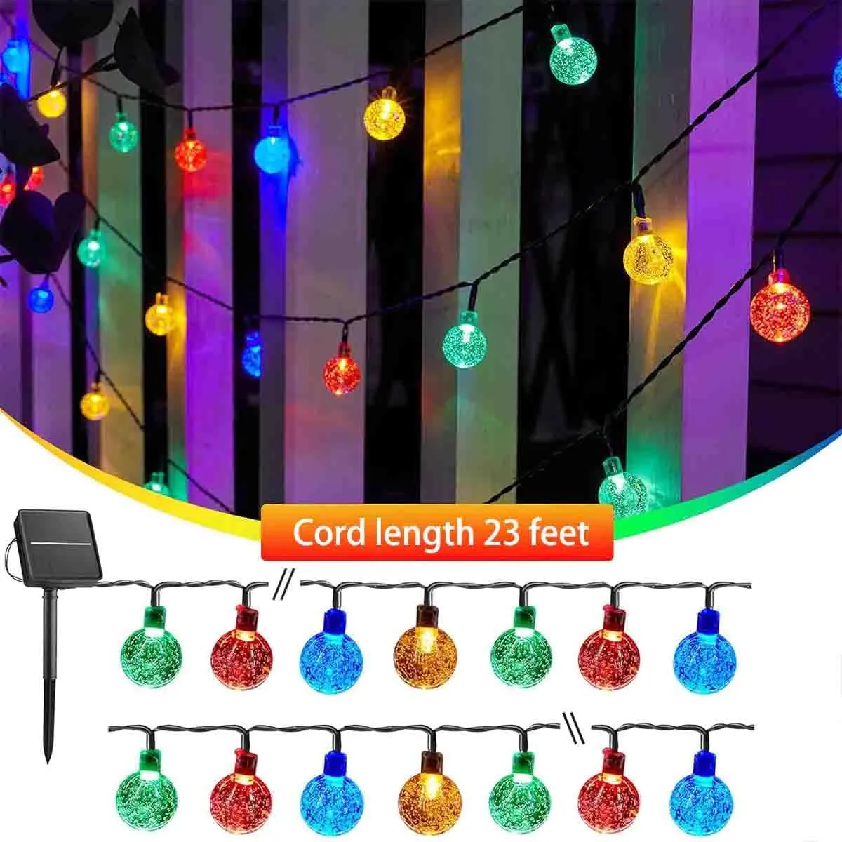 2 Pack Solar Bubble Light LED Crystal Ball Bubble String Fairy Light Solar Powered 50 LED String Light Gard