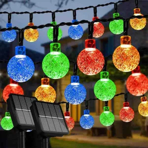 2 Pack Solar Bubble Light LED Crystal Ball Bubble String Fairy Light Solar Powered 50 LED String Light Gard