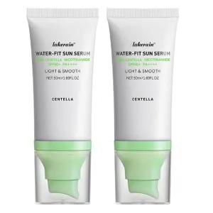 2 Pcs Centella Sunscreen SPF50, Moisturizing Non-Sticky Centella Water-Fit Face Sun Serum for All Skin and UV Defense.