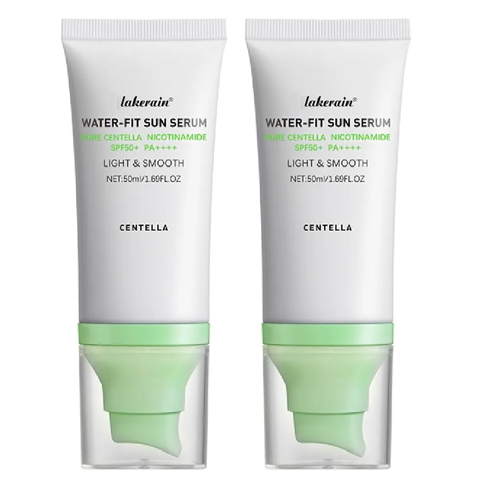 2 Pcs Centella Sunscreen SPF50, Moisturizing Non-Sticky Centella Water-Fit Face Sun Serum for All Skin and UV Defense.