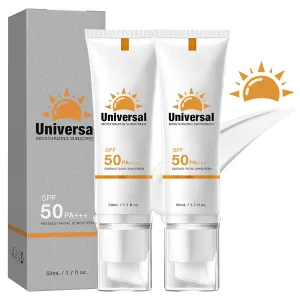 2 Pcs Tinted Sunscreen for Face, Universal Protector Solar SPF 50, Protector Solar Con Color, Hydrating Sun Essence Face Sunscreen, No Sticky Waterproof