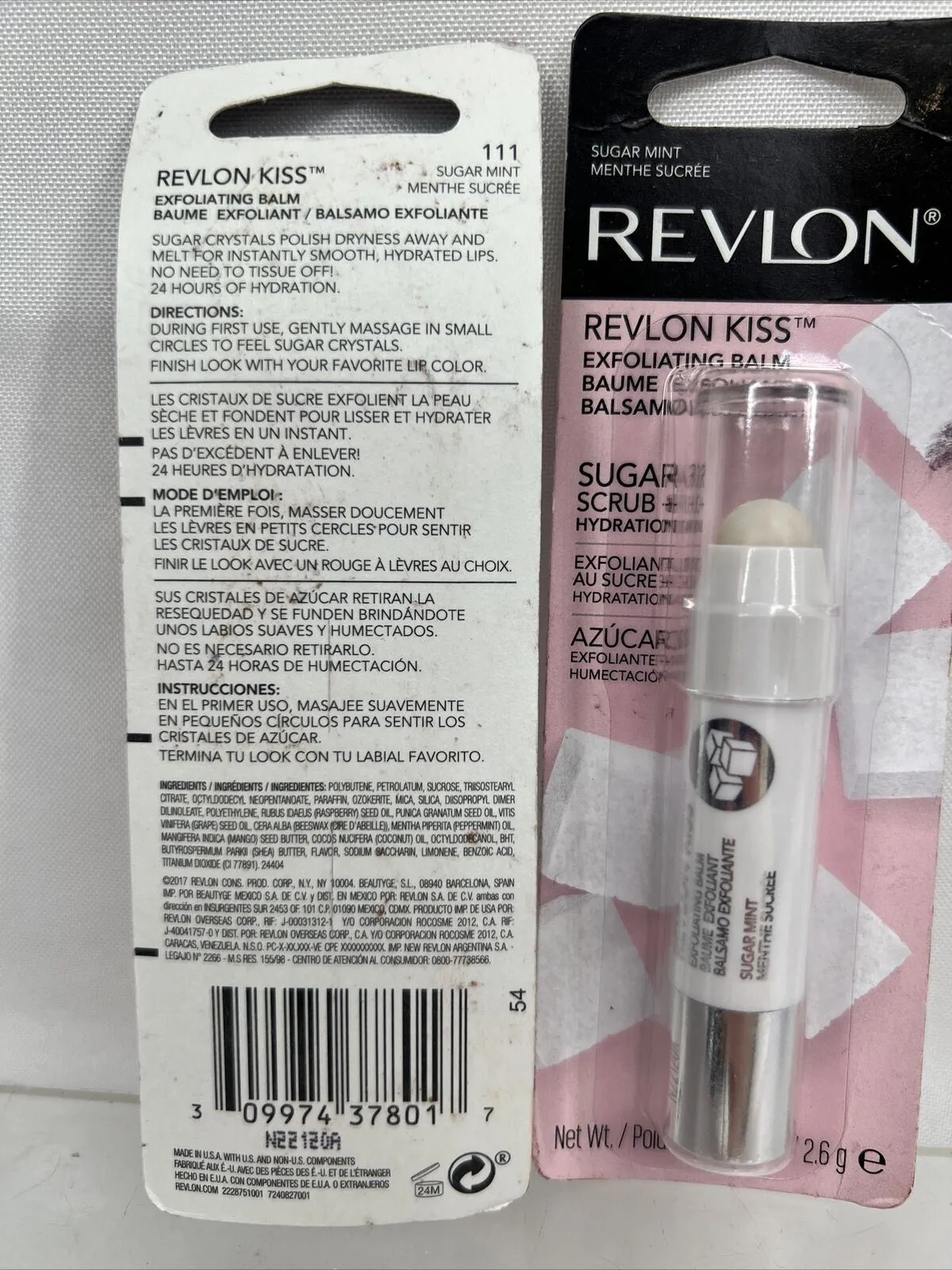 (2) Sugar Mint #111 Revlon Kiss Exfoliating Sugar Scrub   Hydration Lip Balm