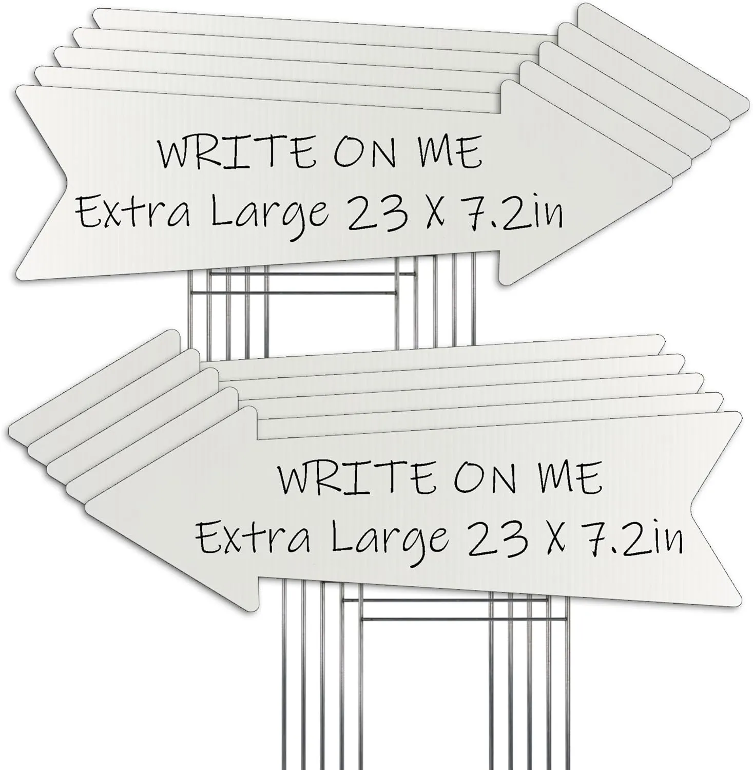 23 x 7 Inches 10 Pack Large Size White Arrow Signs with Stakes,This Way Directional Arrow Yard Signs,Wedding Yard Signs, Birthday Party Signs (White 10 pack)