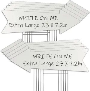 23 x 7 Inches 10 Pack Large Size White Arrow Signs with Stakes,This Way Directional Arrow Yard Signs,Wedding Yard Signs, Birthday Party Signs (White 10 pack)