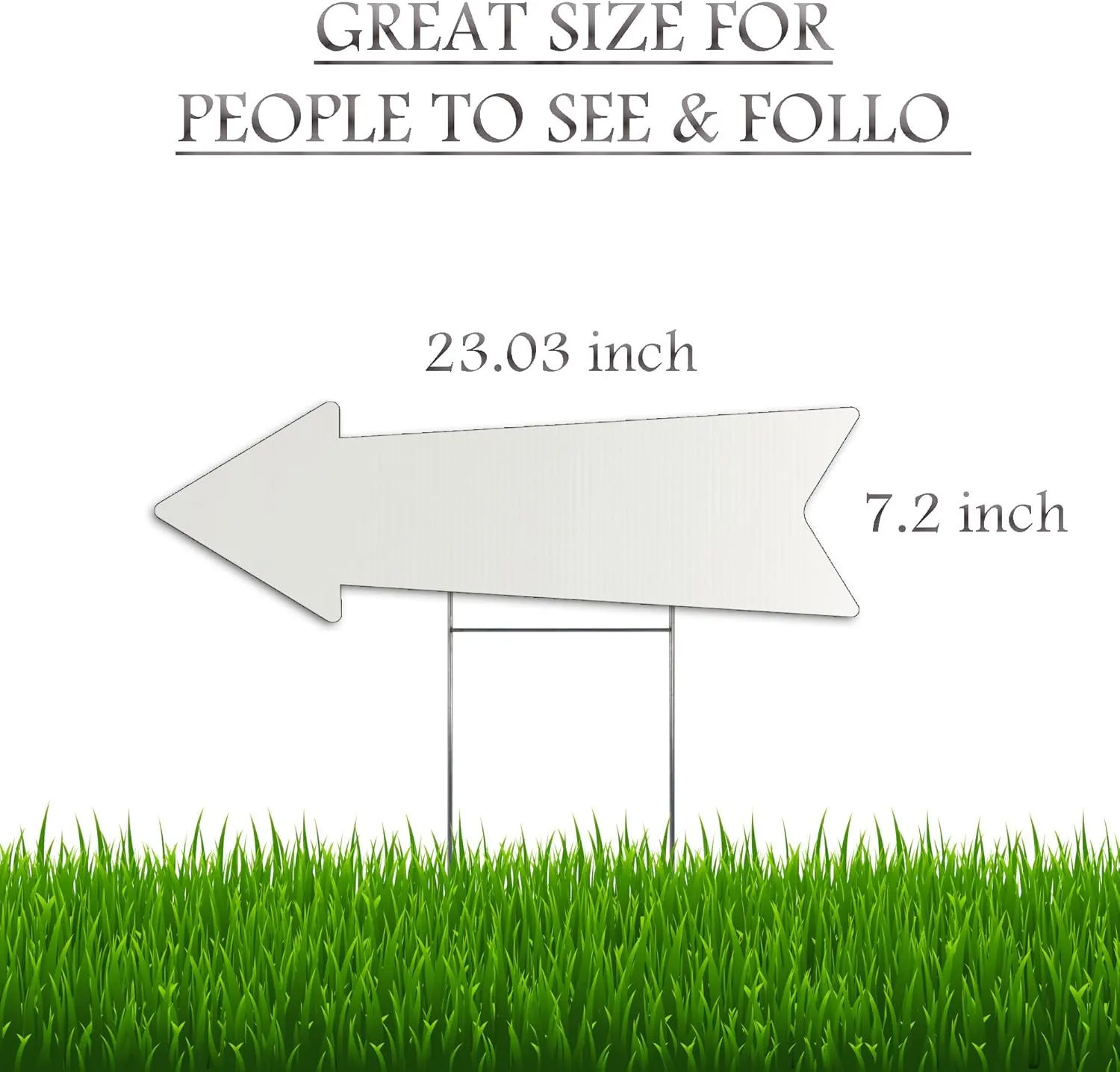 23 x 7 Inches 10 Pack Large Size White Arrow Signs with Stakes,This Way Directional Arrow Yard Signs,Wedding Yard Signs, Birthday Party Signs (White 10 pack)