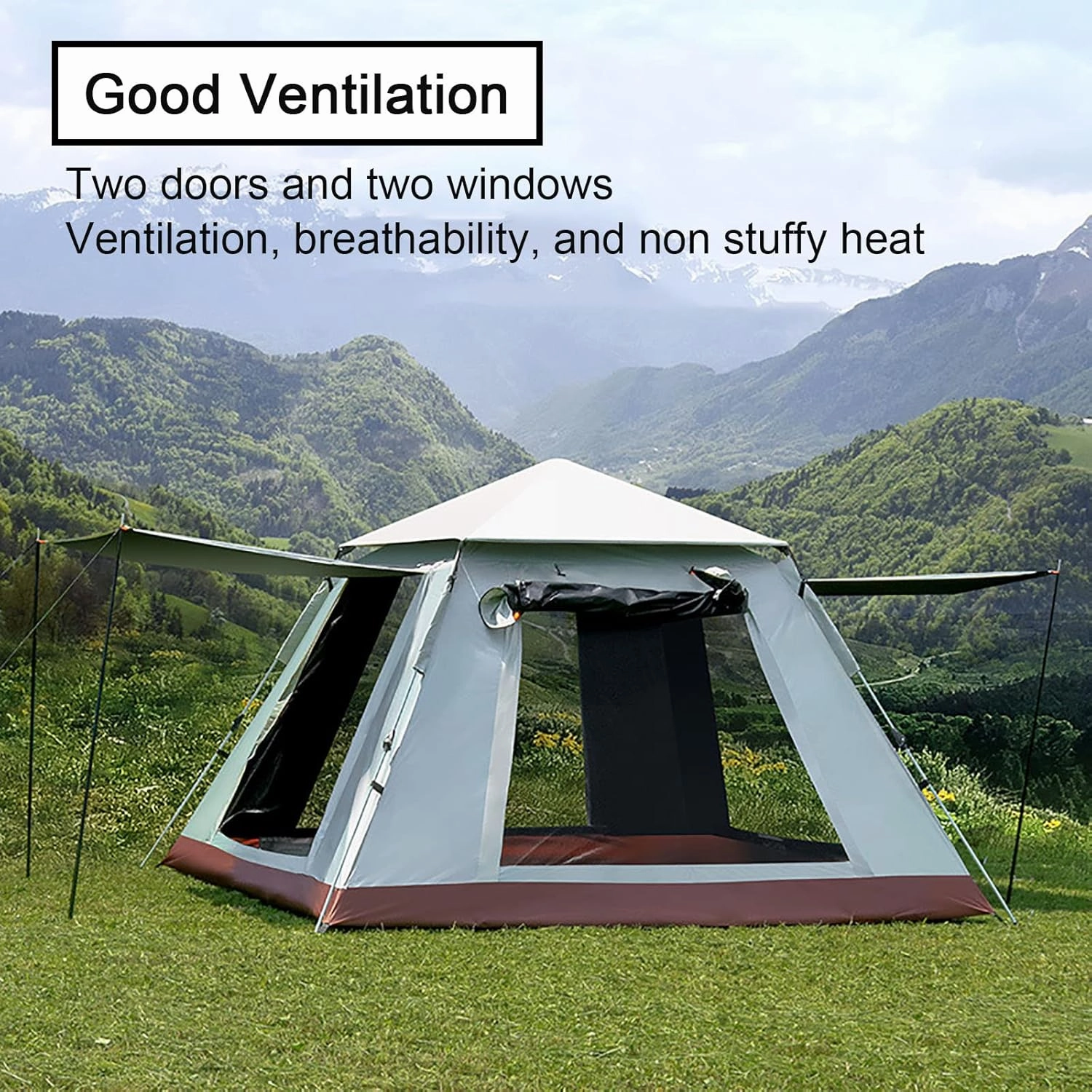 2/3/4 Person Pop Up Tent with Carry Bag, Waterproof Windproof Family Camping Tent with 2 Door & 2 Mesh Window,Setup in 60 Seconds,Instant Tent for Hiking & Travel,Upgraded Ventilation