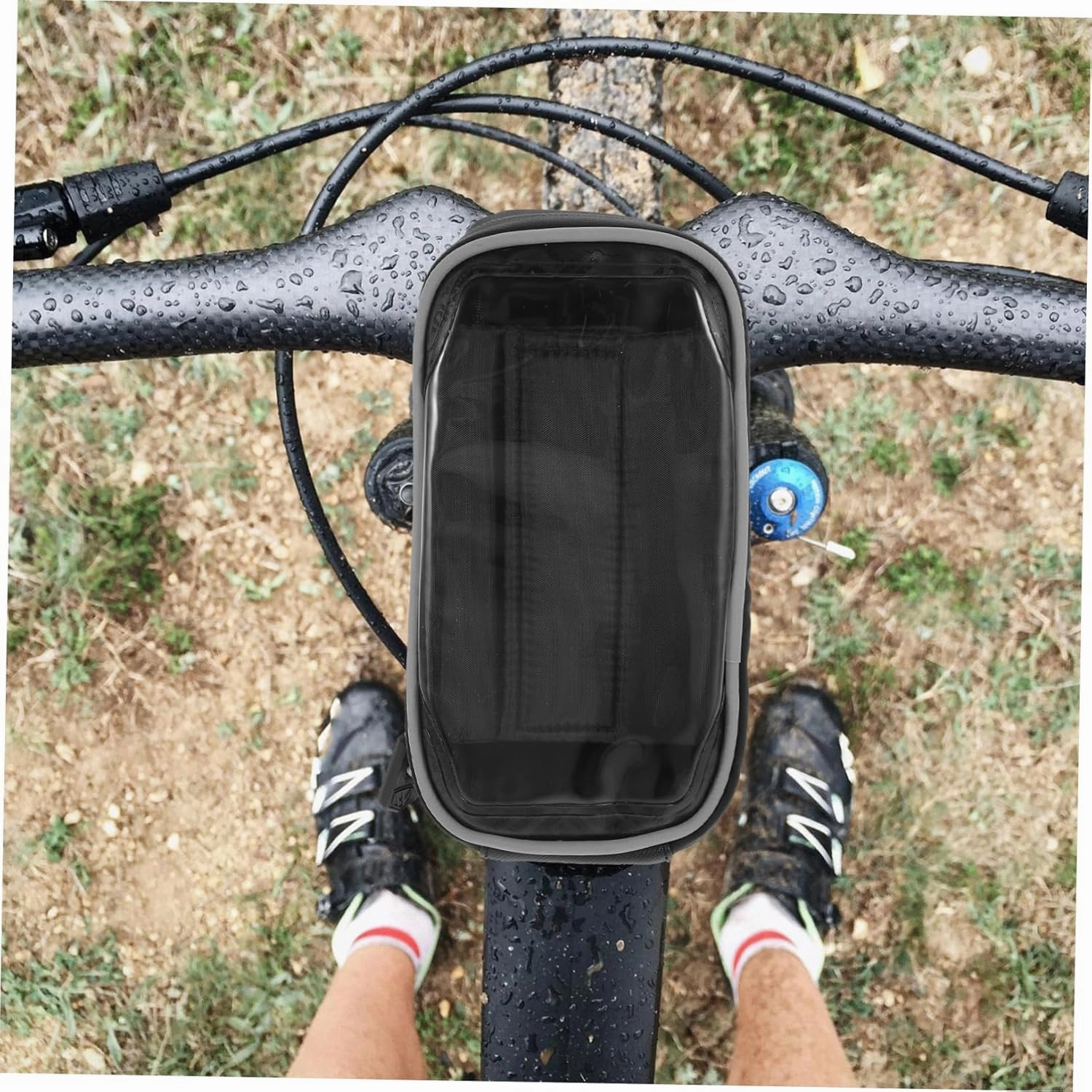 2 pcs Bike Storage Bag Hard Shell Handlebar Pouch for Smartphones Convenient Cycle Phone Mount Bag for Outdoor Sports and Cycling Use Black