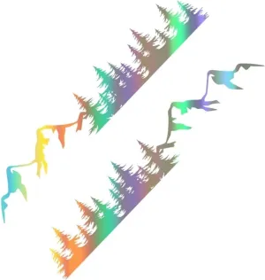 2PCS Car Stickers Door Side Mountain Forest Decals Off-Road PVC Waterproof Sunscreen(Laser,Longest Side 39cm)