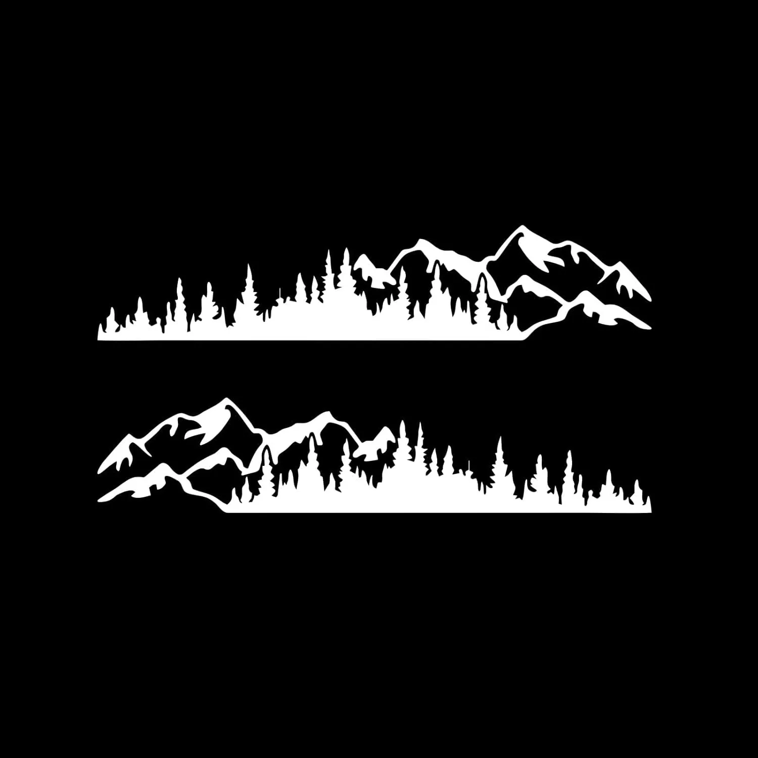 (2pcs) Mountain Tree Forest Graphic Car Sticker Waterproof Sunscreen Decorative Side Door Vinyl Decal Accessories for Pickup Truck SUV Off-Road RV Camper Transporter (Glossy White)
