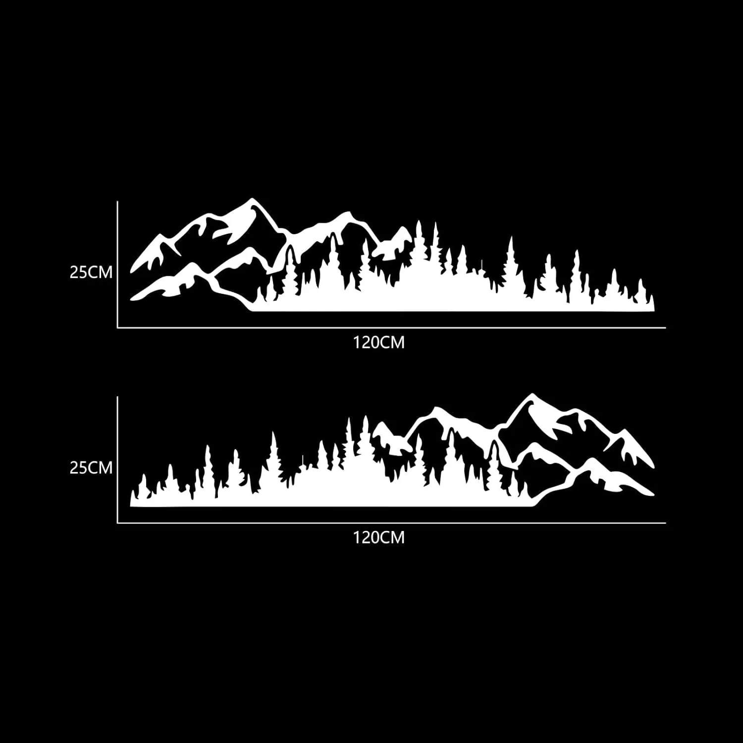 (2pcs) Mountain Tree Forest Graphic Car Sticker Waterproof Sunscreen Decorative Side Door Vinyl Decal Accessories for Pickup Truck SUV Off-Road RV Camper Transporter (Glossy White)