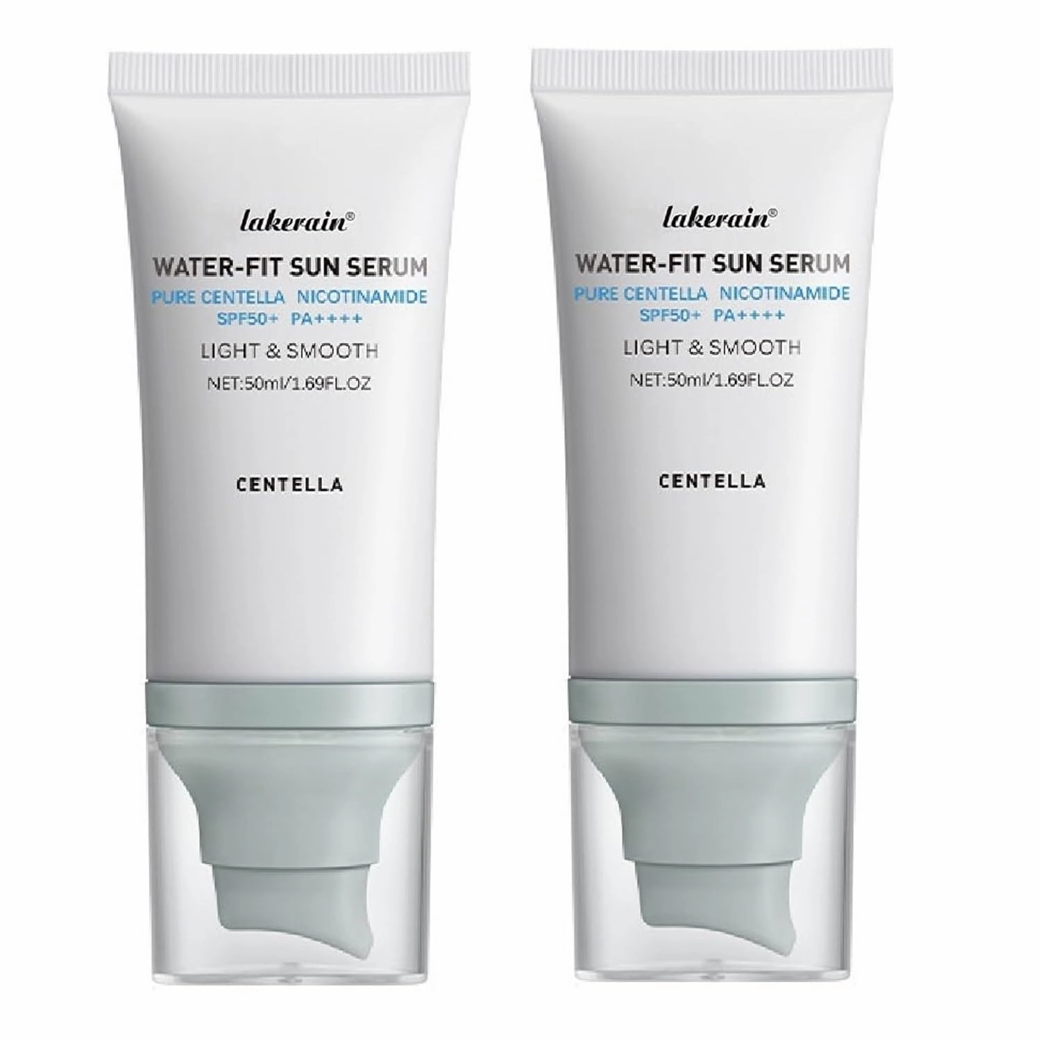 2PCS Centella Sunscreen SPF 50,Face Sun Screen Long-Lasting Protection,Madagascar Sunscreen,NO White Cast - Dry Oily Skincare,Moisturizing Non-Sticky Centella Water-Fit Sun Serum for All Skin. (Blue)