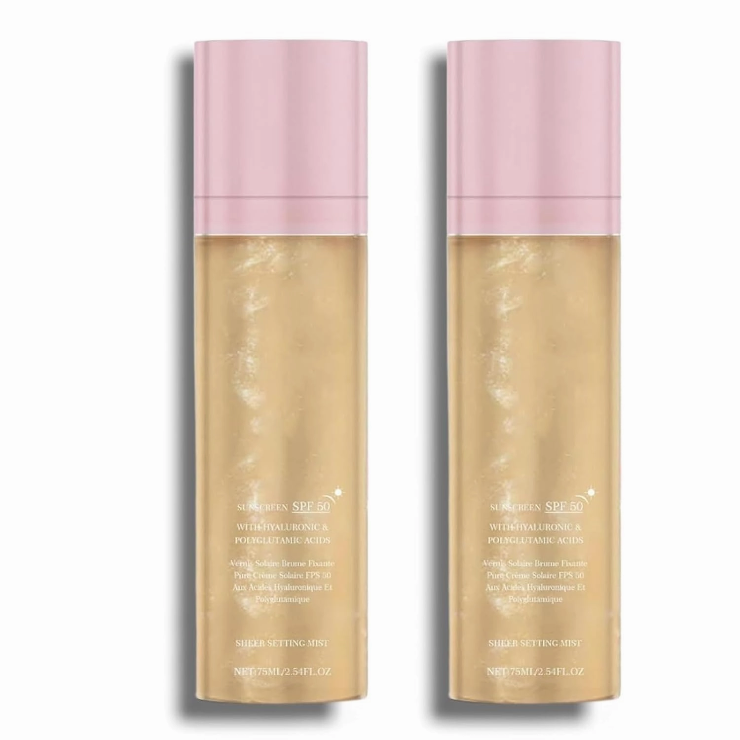 2PCS Sunglaze Sheer Setting Mist Sunscreen SPF 50, Broad Spectrum Water-Resistant Face and Body Spray,Hydrating Makeup-Friendly Glow Spray,Non-Greasy & Fast-Absorbing, That Sets Makeup Flawlessly