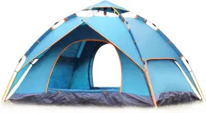 3-4 Person Automatic Family Camping Tent, Portable Outdoor Beach Tent Waterproof Breathable Sunscreen Foldable for Hiking Beach Lightweight Backpacking Tent (Color : A) (B)