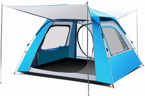 3-4 Person Lightweight Backpacking Tent Windproof Camping Tent Awning Family Tent Double Layer with Automatic Pop-Up Beach Tent for Outdoor Camping Family Beach Hunting Hiking Travel