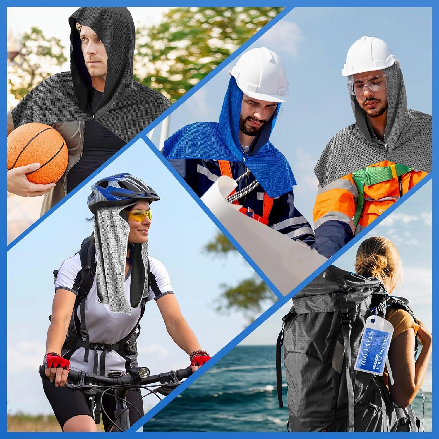 3 Pack Cooling Hoodie Towels, Instant Cooling Towels for Neck and Face, UPF 50 Sun Protection, Ice Towel for Hot Weather, Head Towel for Sports, Camping, Cycling & More Activities