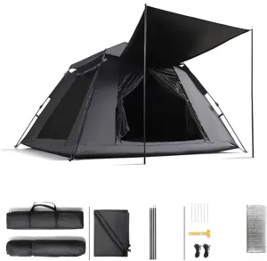 4 Man Tent 5000 mm Waterproof 5000 mm Waterproof,Sunscreen Camping Tents Family Advanced Stable Blackout Tents for Hiking Camping 4 People