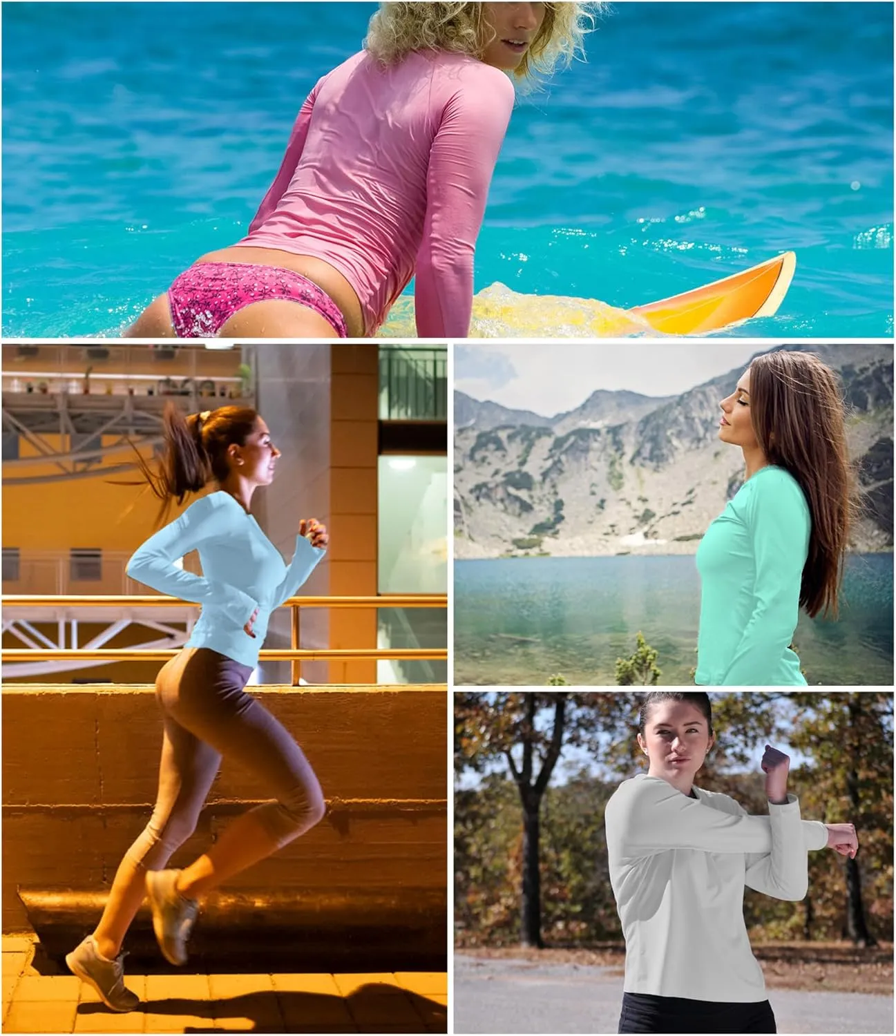 4 Pack Rash Guard for Women UPF 50  SPF UV Sun Protection Long Sleeve Swim Shirt Workout Hiking Tops