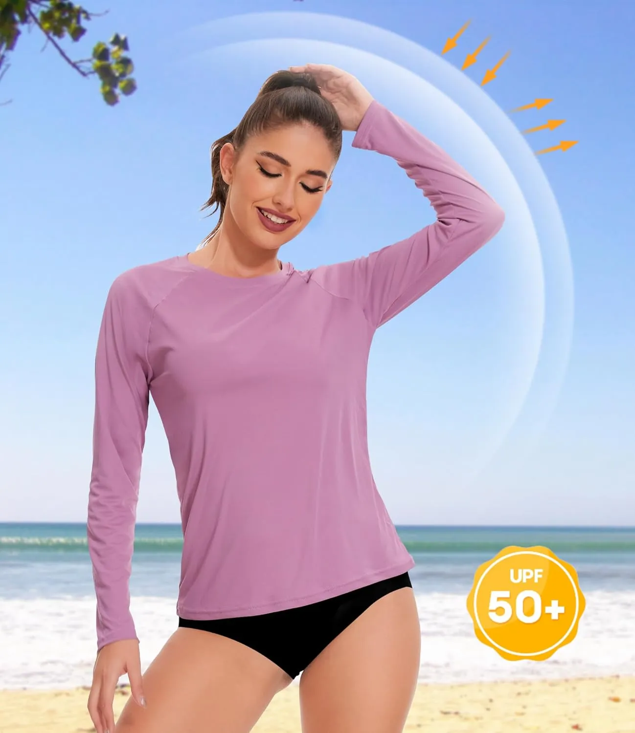 4 Pack Rash Guard for Women UPF 50  SPF UV Sun Protection Long Sleeve Swim Shirt Workout Hiking Tops