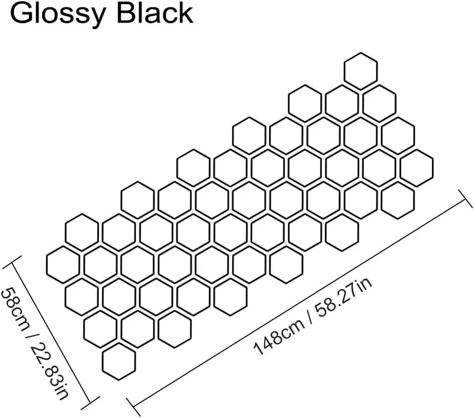 48 Grid PVC Honeycomb Graphics Stickers - Glossy Car Decals for Side Body DIY Car Body Sticker (Black)