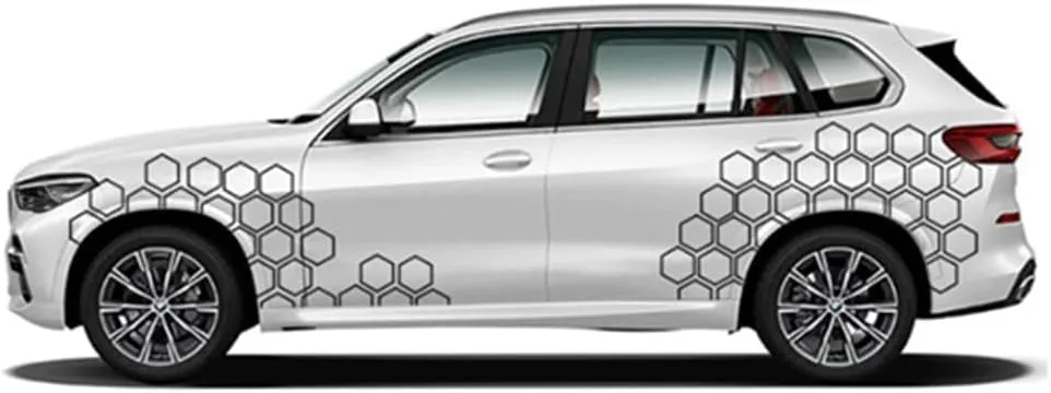 48 Grid PVC Honeycomb Graphics Stickers - Glossy Car Decals for Side Body DIY Car Body Sticker (Black)