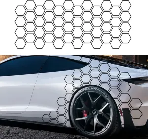 48 Grid PVC Honeycomb Graphics Stickers - Glossy Car Decals for Side Body DIY Car Body Sticker (Black)
