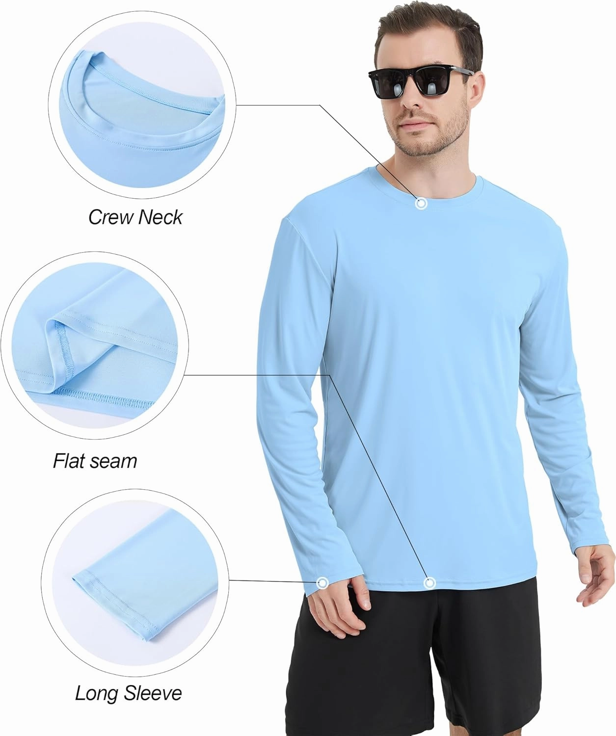 4 Pack Men's UPF 50  Rash Guard Swim Fishing Sun Shirts, Long Sleeve SPF UV Sun Protection Shirts for Men