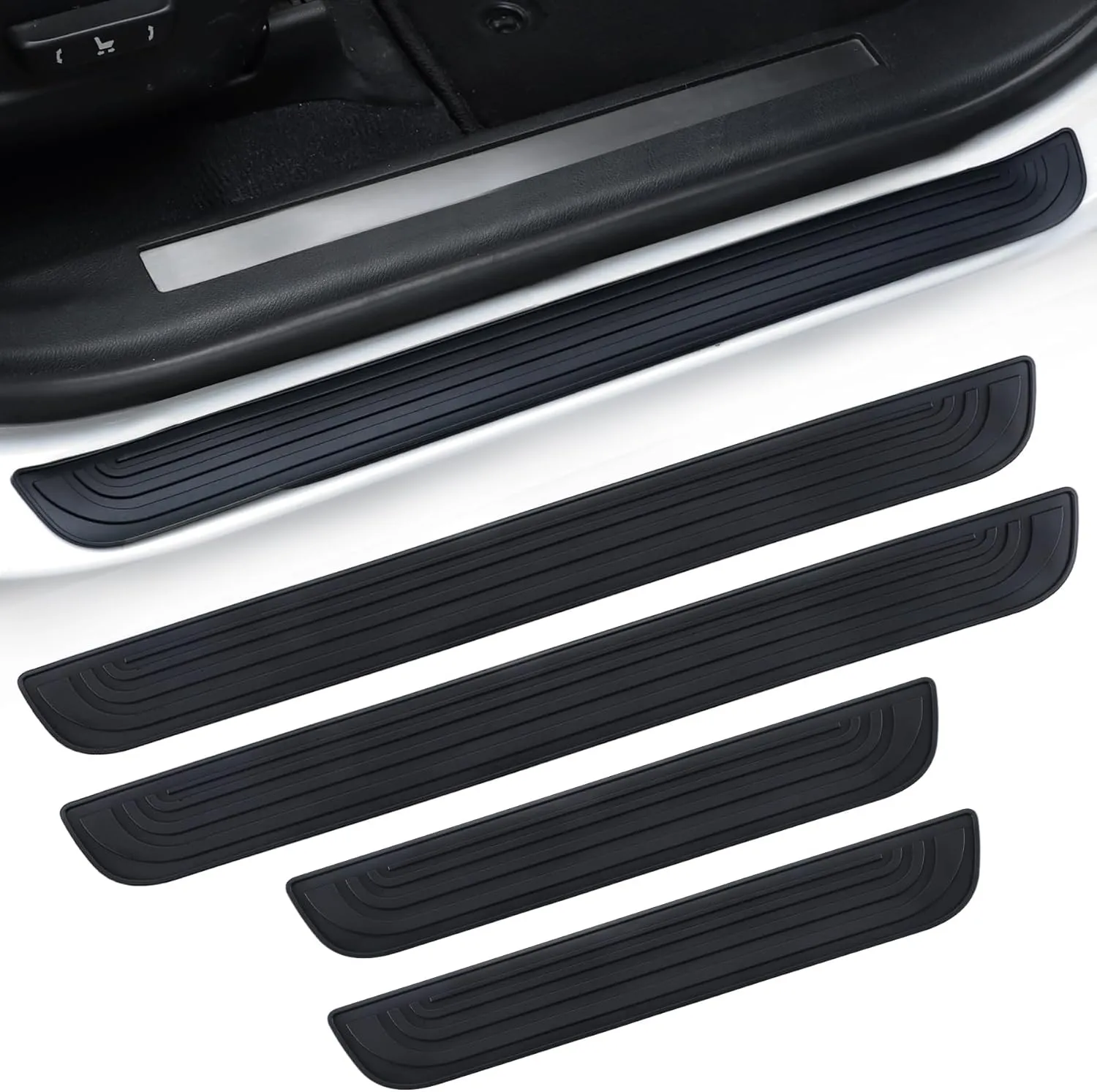 4PCS Car Door Sill Protector for Honda CRV CR-V 2007-2016, Anti-Scratch Rubber Car Door Protector Edge Guards for Door Steps,Door Edge Step Dust Shield Cover