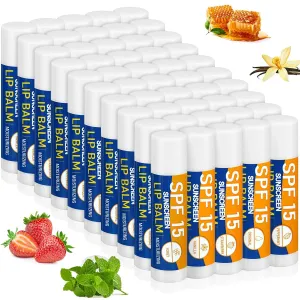 50 Pcs Sunscreen Lip Balms Bulk Spf 30 Lip Balms Sticks with Sunscreen Teacher Nurse Volunteer Employee Appreciation Gifts Bulk Staff Team End of Year Coworkers Gifts for Women Men