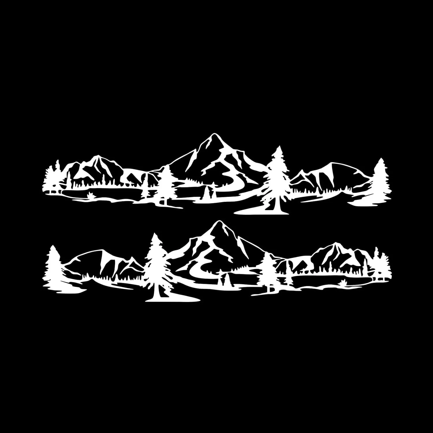 59" Mountain Forest Graphic Car Sticker for SUV Off-Road Truck Camper Transporter Decoration Body Side Door Universal Waterproof Vinyl Decal Accessories (2PCS) (White)