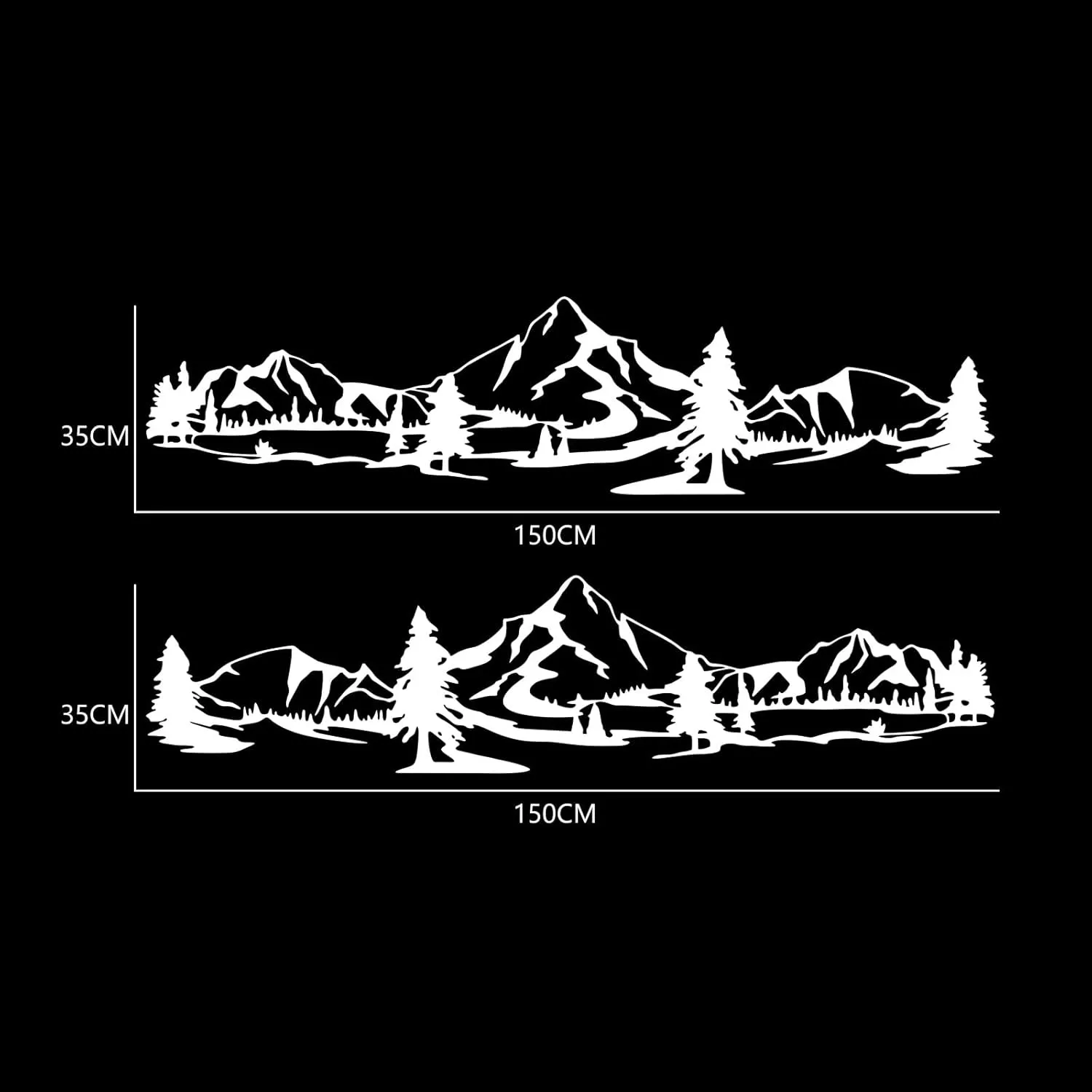 59" Mountain Forest Graphic Car Sticker for SUV Off-Road Truck Camper Transporter Decoration Body Side Door Universal Waterproof Vinyl Decal Accessories (2PCS) (White)