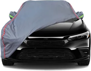 6-Layers PEVA New Material Sedan SUV Full Padded Car Cover Waterproof All Weather Weatherproof UV Sun Protection Snow Dust Storm Resistant Outdoor Exterior Custom Form-Fit Straps 188"-198" Grey