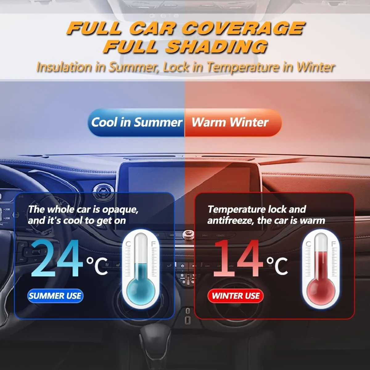 6-Layers PEVA New Material Sedan SUV Full Padded Car Cover Waterproof All Weather Weatherproof UV Sun Protection Snow Dust Storm Resistant Outdoor Exterior Custom Form-Fit Straps 188"-198" Grey