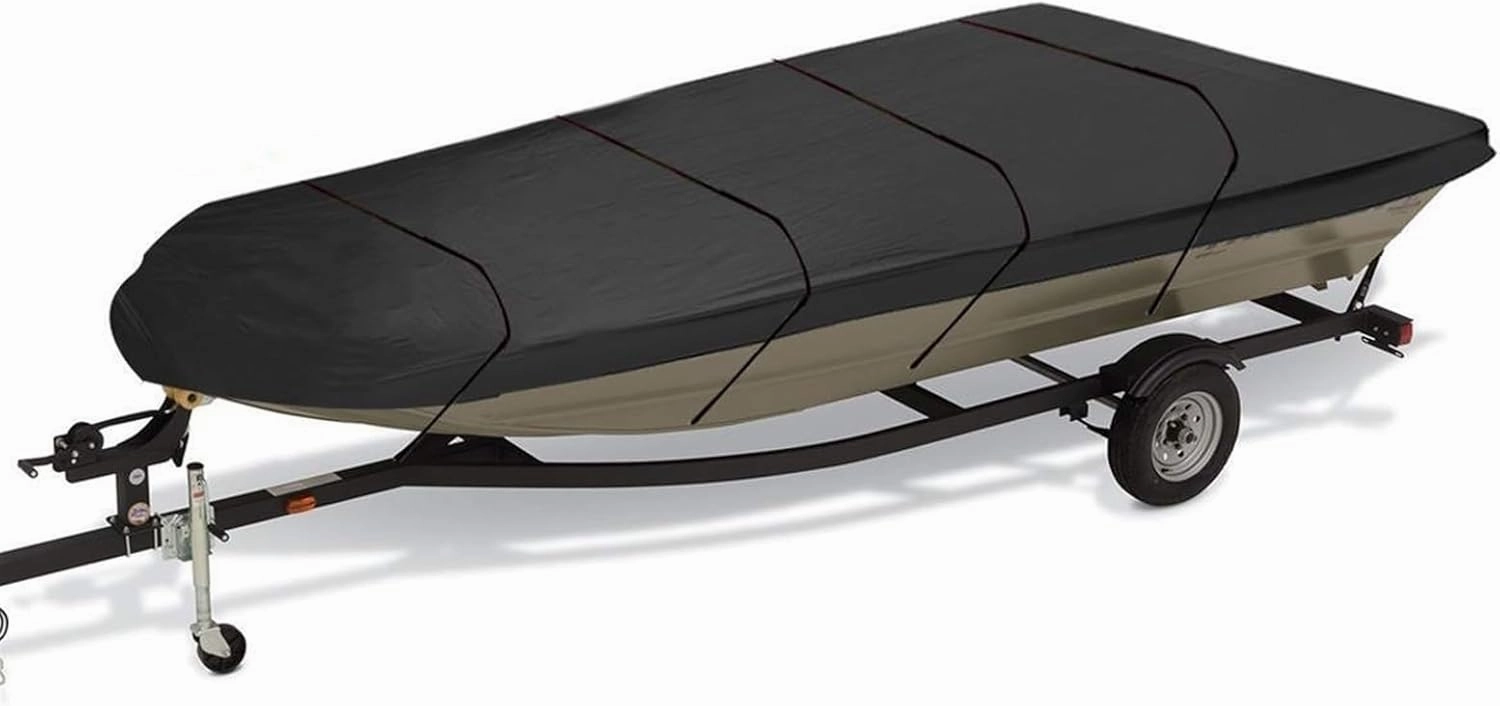 600D Waterproof Jon Boat Cover Heavy Duty Marine Boat Sunshade Dust-Proof Anti-UV Protection 12Ft/14Ft/16Ft/18Ft(16Ft)