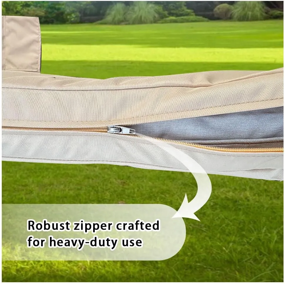 72 x 21 x 3 Inch Outdoor chaise lounge cushion Covers Only (Not Includes Cushion) Waterproof Outdoor Patio lounge chair cushion Slipcover，Anti-Slip Backing Design & Convenient Phone Pocket（Khaki）
