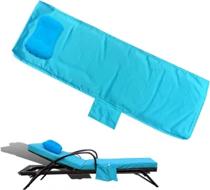 72 x 21 x 3 Inch Outdoor chaise lounge cushion Covers Only (Not Includes Cushion) Waterproof Outdoor Patio lounge chair cushion Slipcover，Anti-Slip Backing Design & Convenient Phone Pocket（Sky Blue）